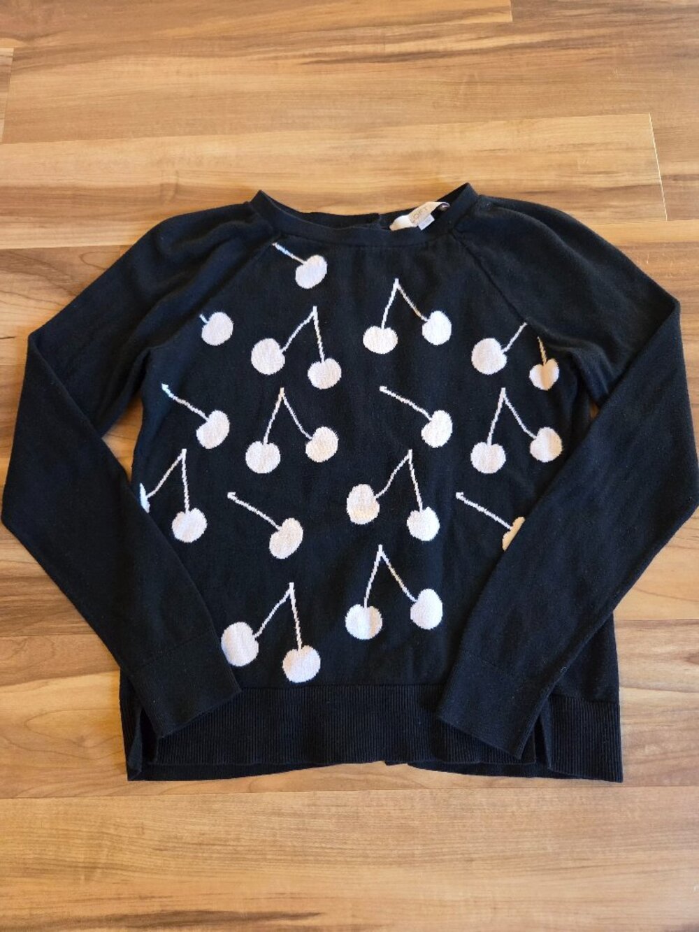 LOFT Black and Beige Sweater with Cherry Design Size XS